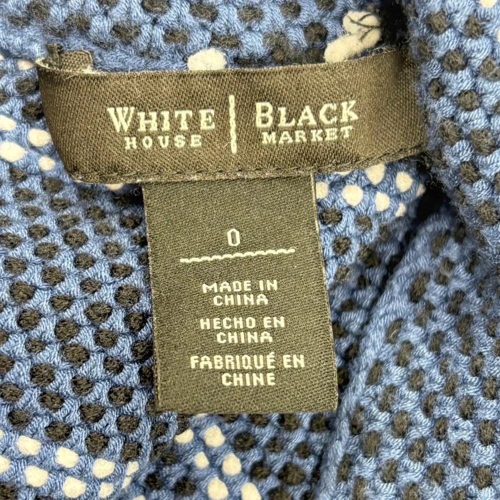 White House Black Market Dress Womens 0 Navy Blue Wool Blend Zip Mock Knit Midi